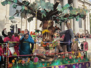 Trees and People in Costume and Float
